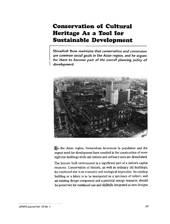 (PDF) Conservation of Cultural Heritage As a Tool for Sustainable ...