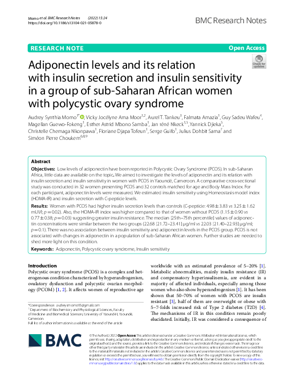 (PDF) Adiponectin levels and its relation with insulin secretion and ...