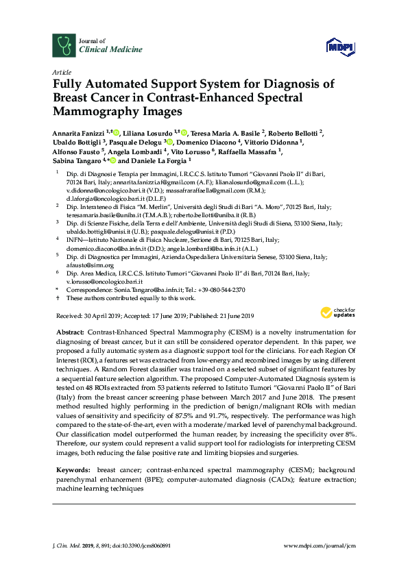 (PDF) Fully Automated Support System for Diagnosis of Breast Cancer in ...
