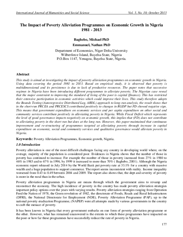 (PDF) The Impact of Poverty Alleviation Programmes on Economic Growth ...