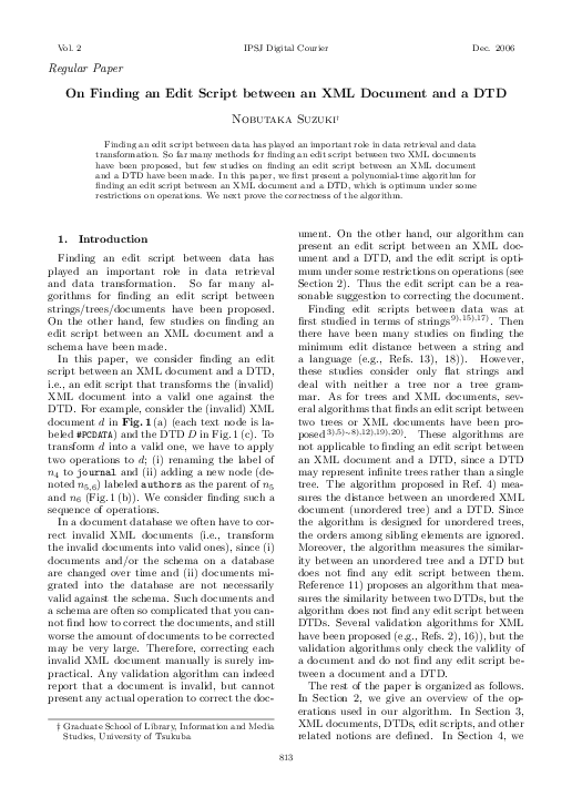(PDF) On Finding an Edit Script between an XML Document and a DTD