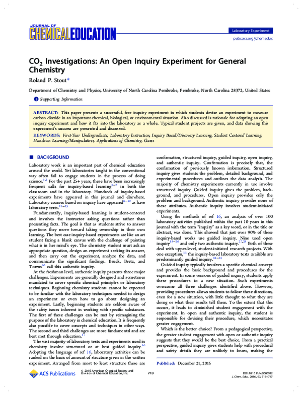 (PDF) CO2Investigations: An Open Inquiry Experiment for General Chemistry
