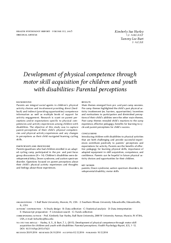 (PDF) Development of physical competence through motor skill ...