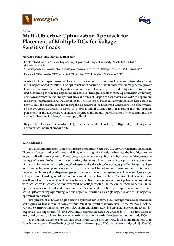 (PDF) Multi-Objective Optimization Approach for Placement of Multiple ...