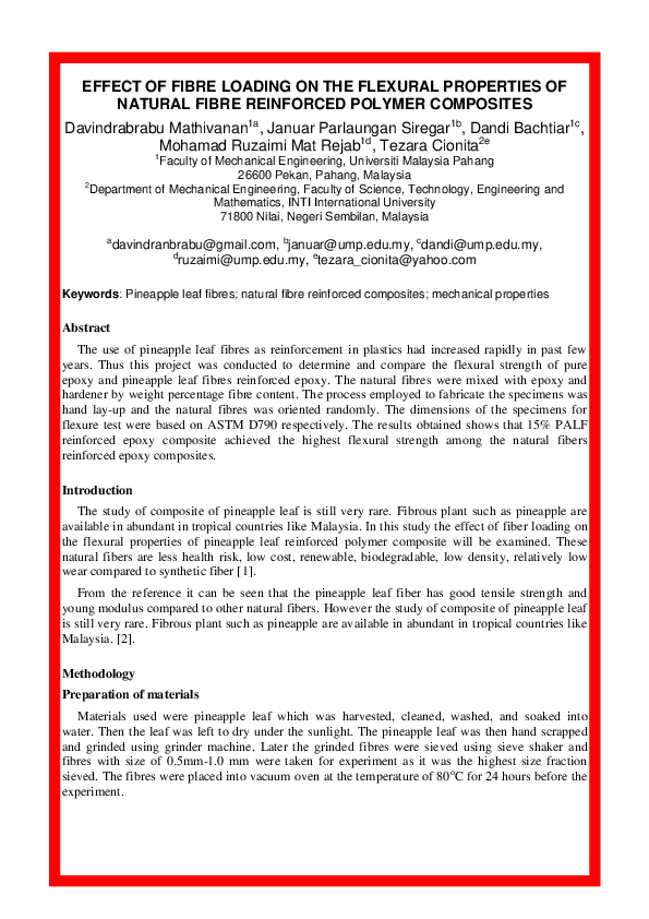 (PDF) Effect of Fibre Loading on the Flexural Properties of Natural ...