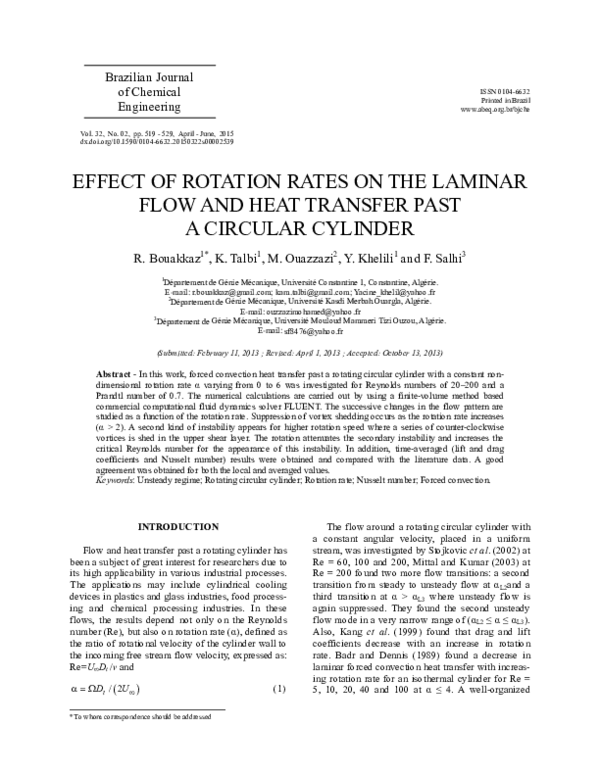(PDF) Effect of Rotation Rates on the Laminar Flow and Heat Transfer ...