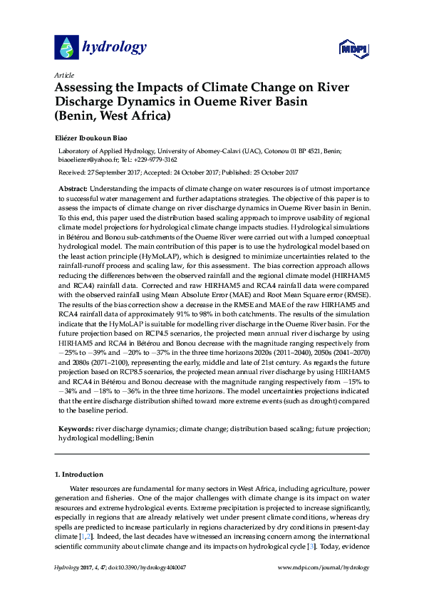 (PDF) Assessing the Impacts of Climate Change on River Discharge ...