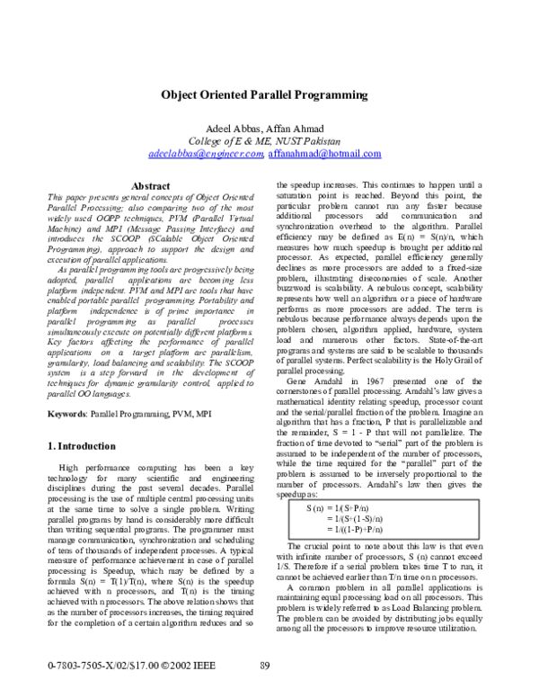 (PDF) Object oriented parallel programming