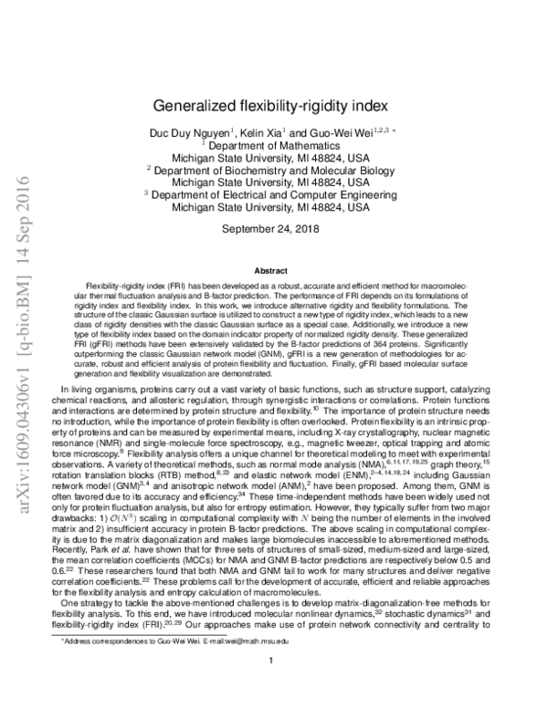 (PDF) Generalized flexibility-rigidity index