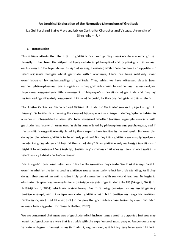(PDF) An empirical exploration of the normative dimensions of gratitude