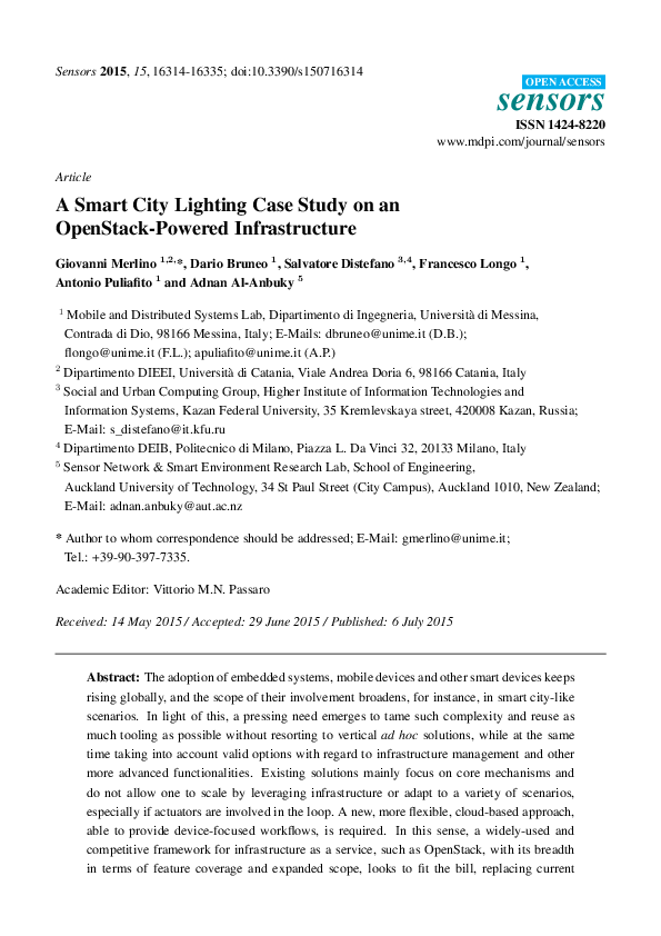 (PDF) A Smart City Lighting Case Study on an OpenStack-Powered ...