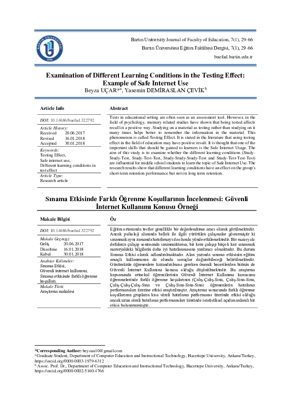 (PDF) Examination of Different Learning Conditions in the Testing ...
