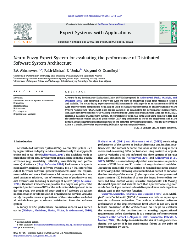(PDF) Neuro-Fuzzy Expert System for evaluating the performance of ...