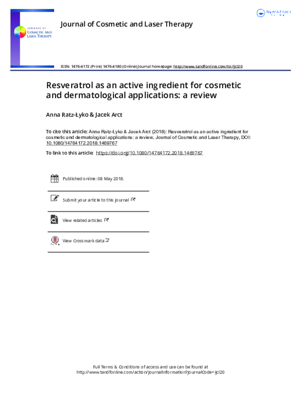 (PDF) Resveratrol as an active ingredient for cosmetic and