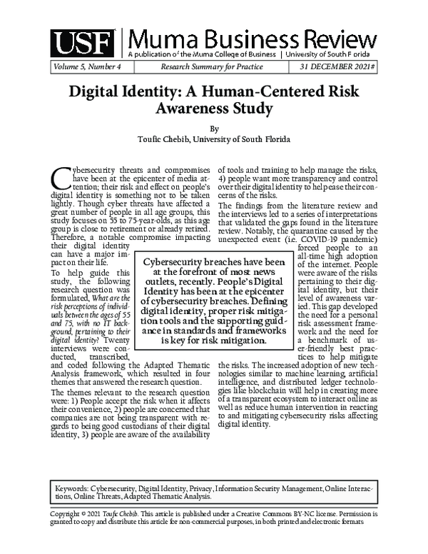 (PDF) Digital Identity: A Human-Centered Risk Awareness Study