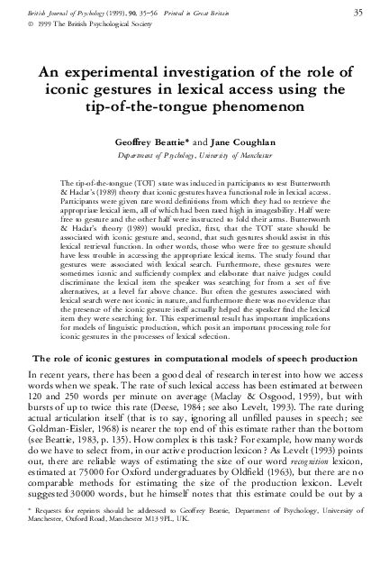 (PDF) An experimental investigation of the role of iconic gestures in ...