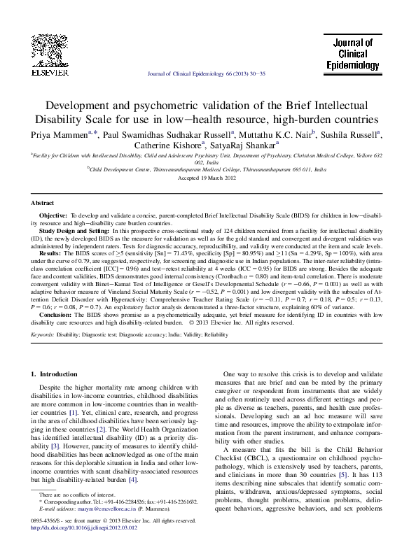 (PDF) Development and psychometric validation of the Brief Intellectual ...
