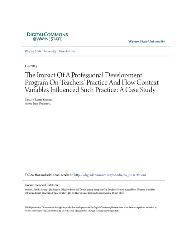 (PDF) The Impact Of A Professional Development Program On Teachers ...
