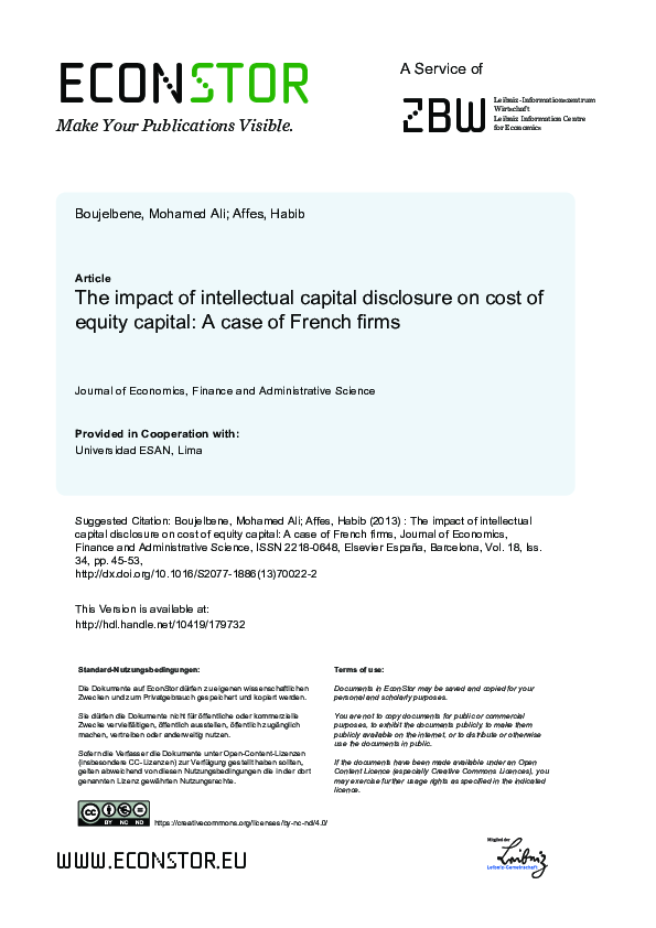 (PDF) The impact of intellectual capital disclosure on cost of equity ...