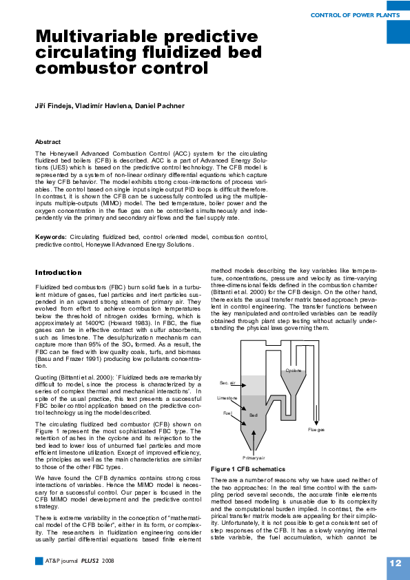 (PDF) Multivariable predictive circulating fluidized bed combustor control