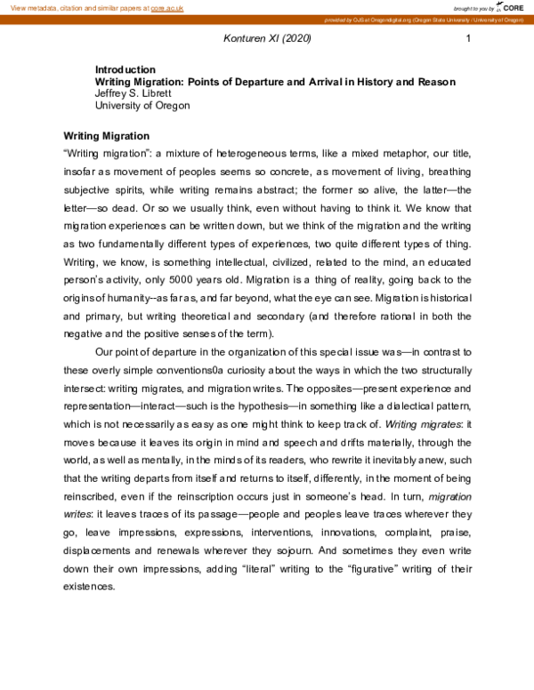 (PDF) Writing Migration: Points of Departure and Arrival in History and ...