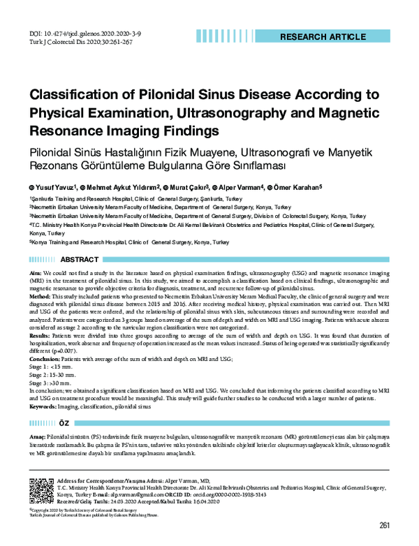 (PDF) Classification of Pilonidal Sinus Disease According to Physical