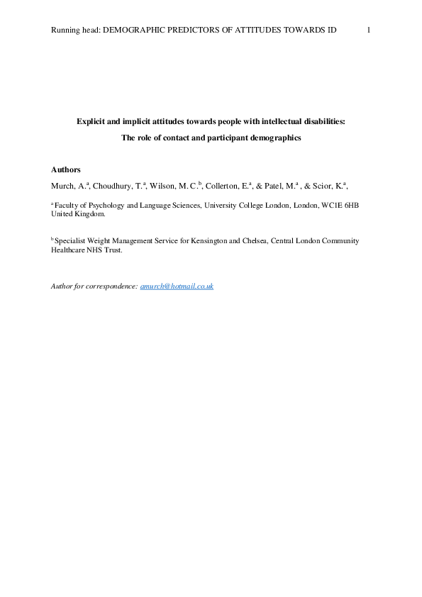 (PDF) Explicit and implicit attitudes towards people with intellectual ...