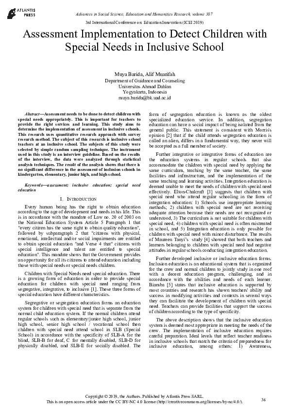 (PDF) Assessment Implementation to Detect Children with Special Needs ...