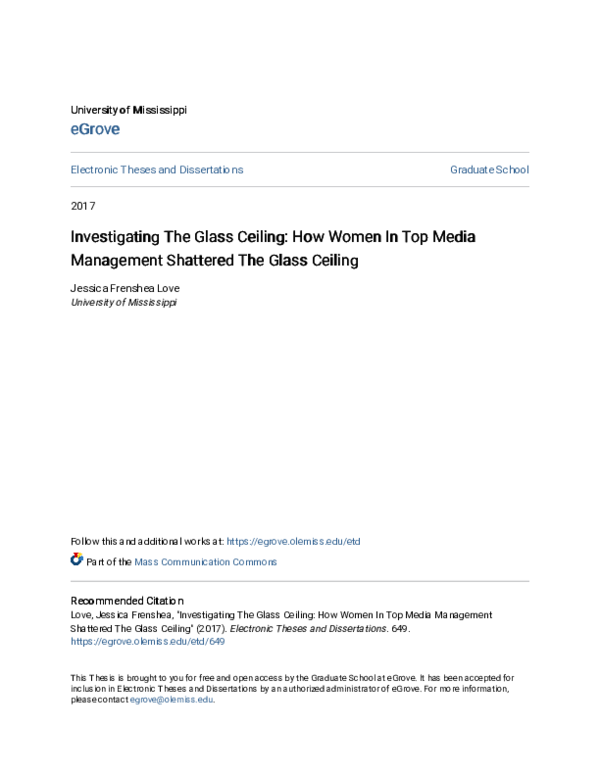(PDF) Investigating The Glass Ceiling How Women In Top Media