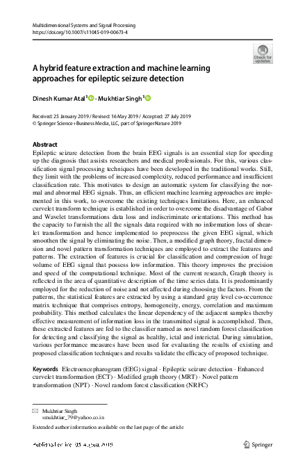 (PDF) A hybrid feature extraction and machine learning approaches for ...