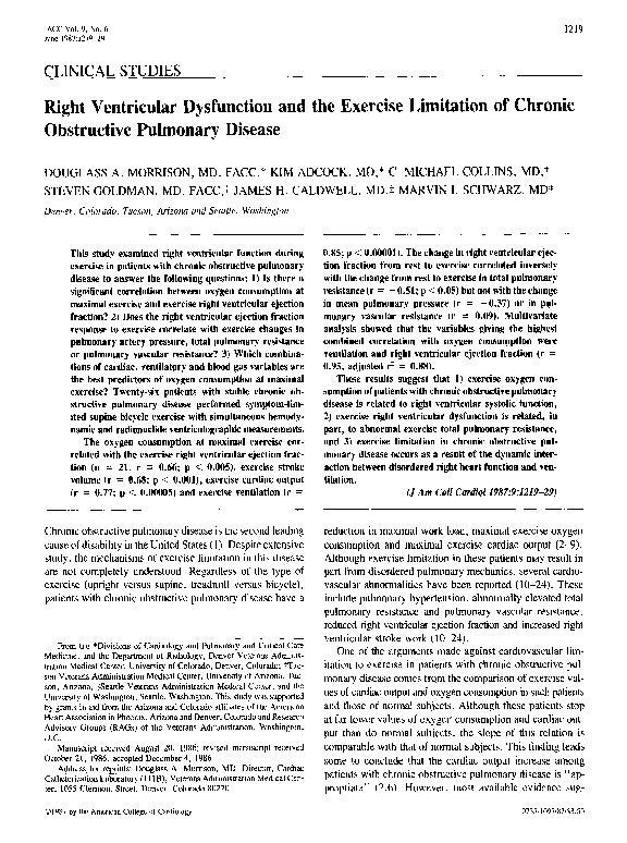 (PDF) Right ventricular dysfunction and the exercise limitation of ...