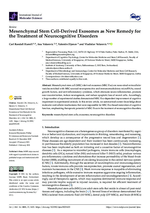 (PDF) Mesenchymal Stem Cell-Derived Exosomes as New Remedy for the ...