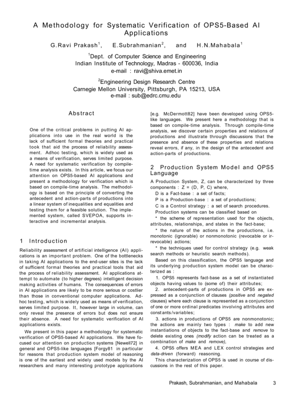 (PDF) A Methodology for Systematic Verification of OPS5-Based AI ...
