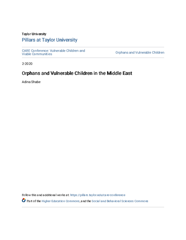 (PDF) Orphans and Vulnerable Children in the Middle East