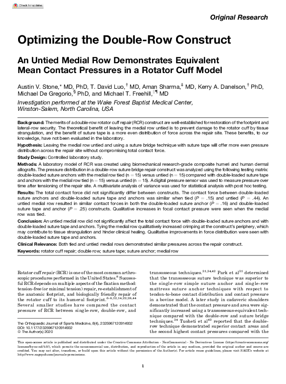 (PDF) Optimizing the Double-Row Construct: An Untied Medial Row ...