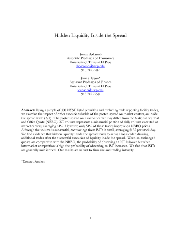 (PDF) Hidden Liquidity Inside the Spread