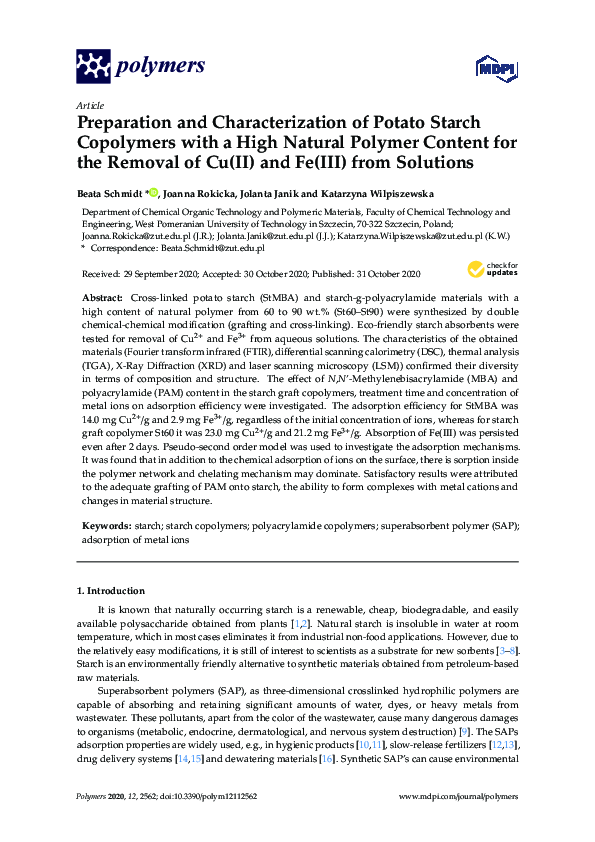 (PDF) Preparation and characterization of potato starch nanocrystal ...