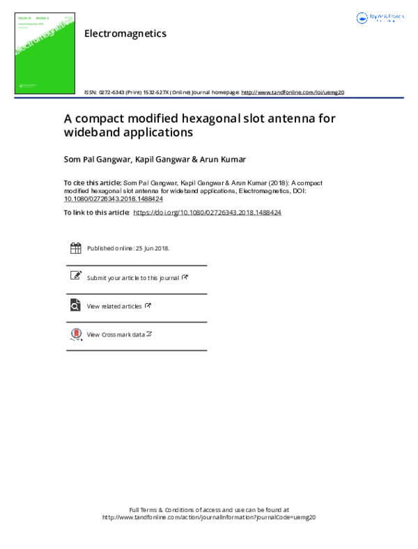 (PDF) A compact modified hexagonal slot antenna for wideband applications