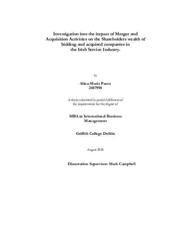(PDF) Investigation into the Impact of Merger and Acquisition ...