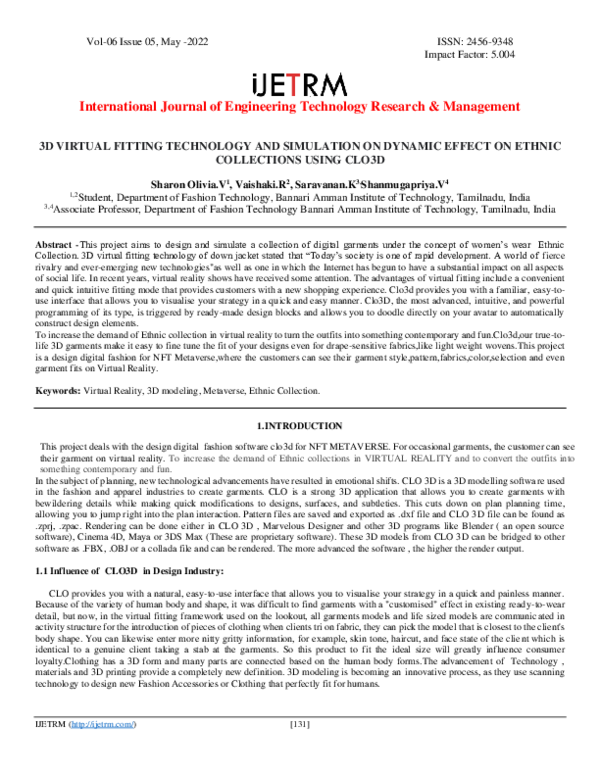 (PDF) 3D VIRTUAL FITTING TECHNOLOGY AND SIMULATION ON DYNAMIC EFFECT ON ...