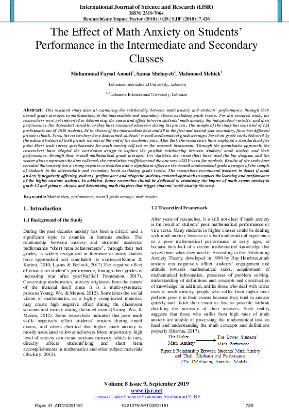 (PDF) The Effect of Math Anxiety on Students’ Performance in the ...