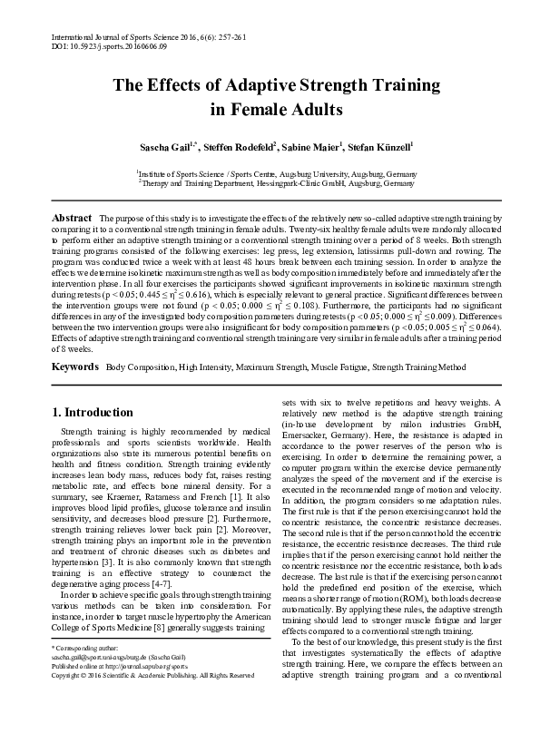 (PDF) The Effects of Adaptive Strength Training in Female Adults