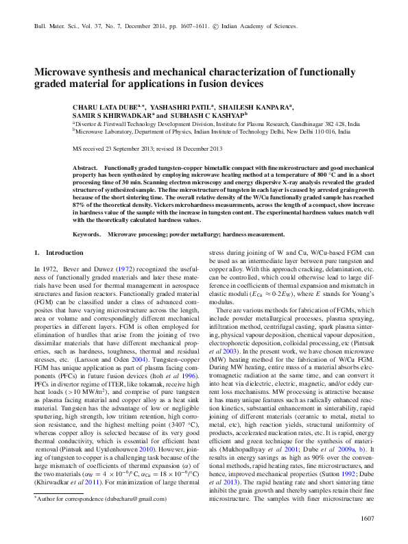 (PDF) Microwave synthesis and mechanical characterization of ...