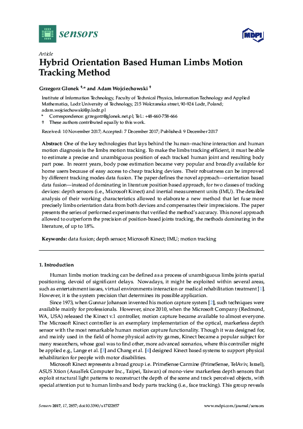 (PDF) Hybrid Orientation Based Human Limbs Motion Tracking Method