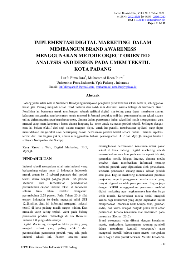 Jurnal Internasional tentang Digital Marketing dalam Membangun Brand Awareness: Sebuah Tinjauan Komprehensif