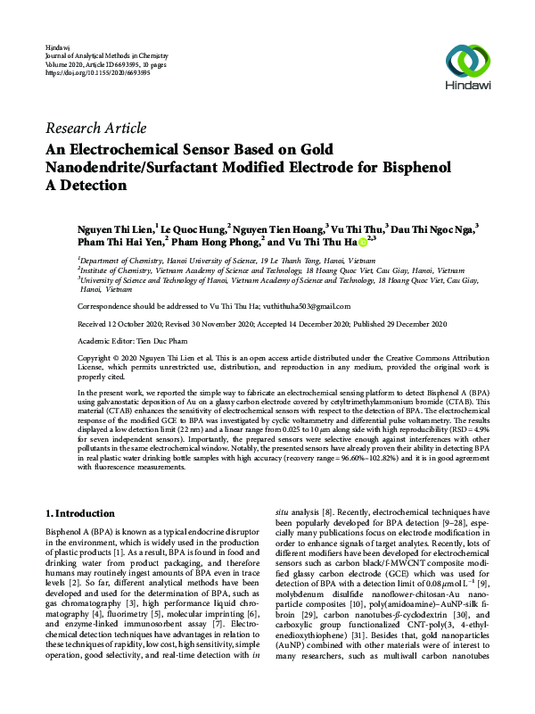 (PDF) An Electrochemical Sensor Based on Gold Nanodendrite/Surfactant ...