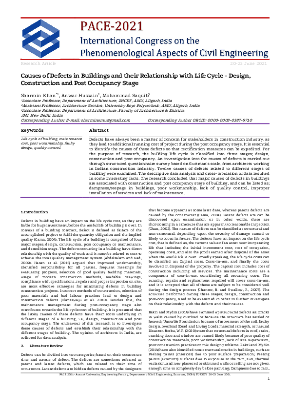(PDF) Causes of Defects in Buildings and their Relationship with Life ...