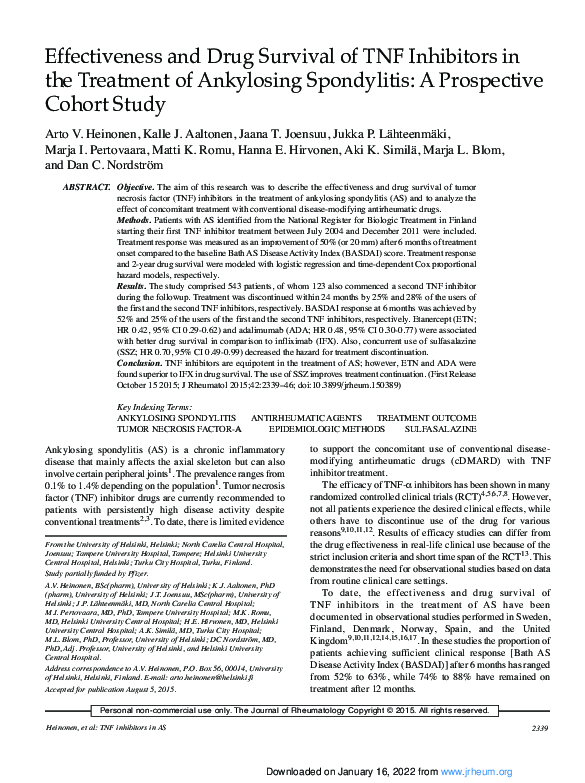 (PDF) Effectiveness and Drug Survival of TNF Inhibitors in the ...