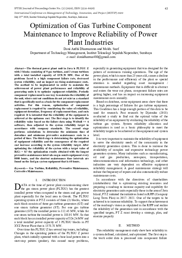 (PDF) Optimization of Gas Turbine Component Maintenance to Improve ...