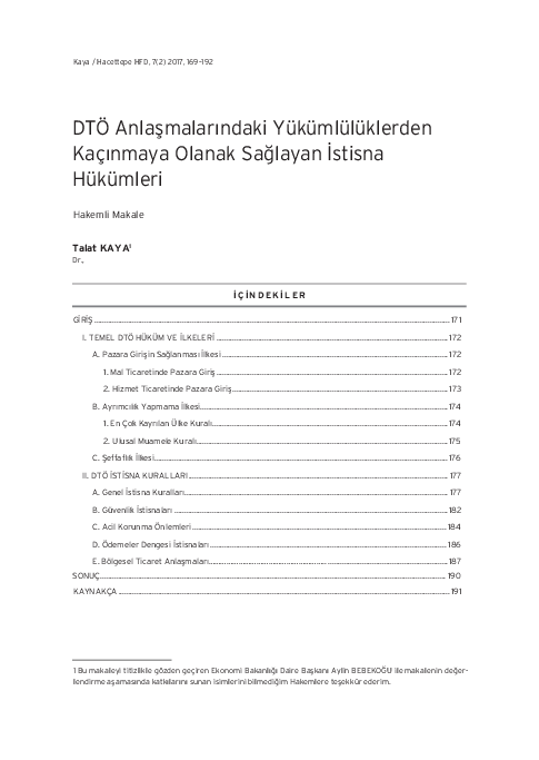 (PDF) DTÖ Anlaşmalarındaki Yükümlülüklerden Kaçınmaya Olanak Sağlayan ...